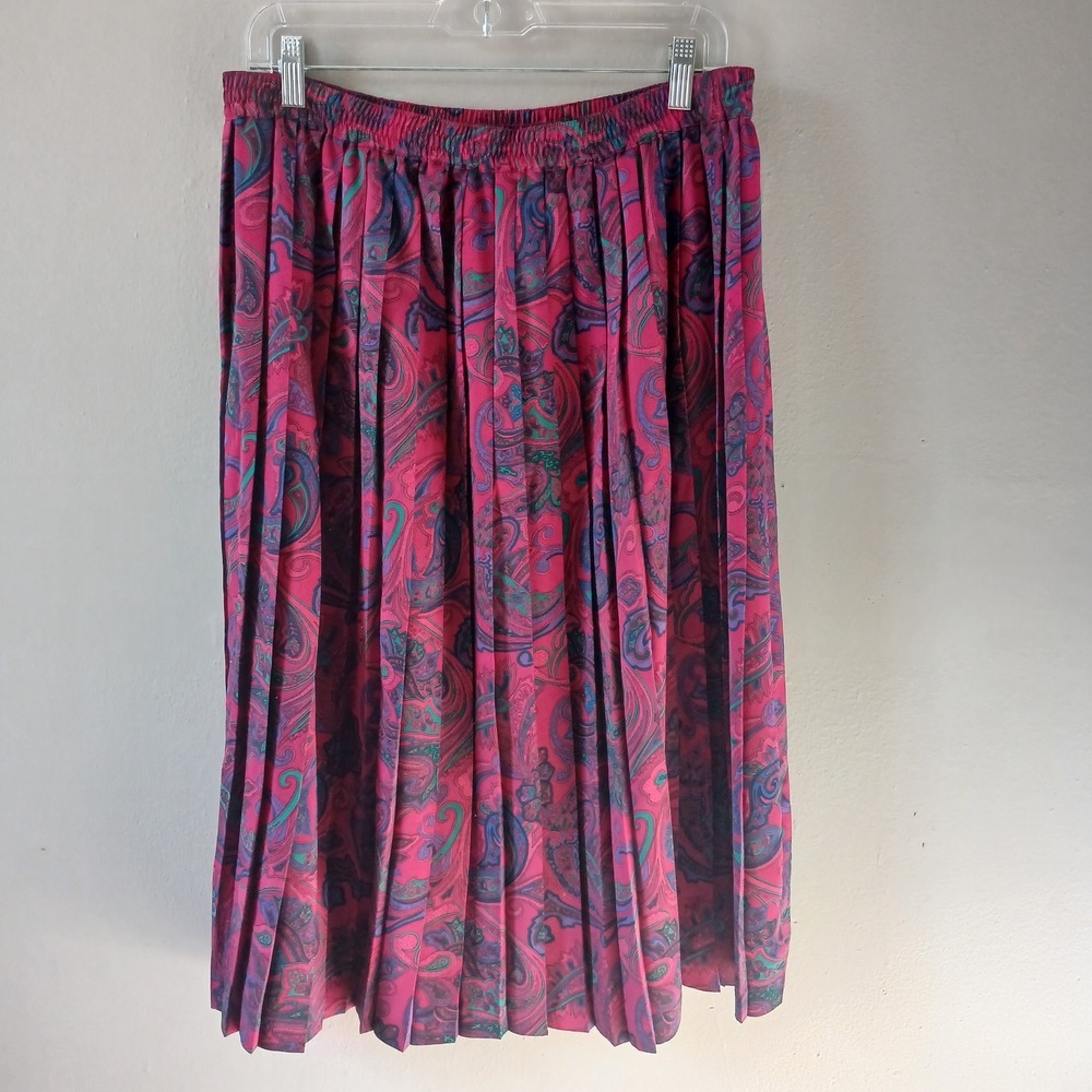 Alfred Dunner Women's Size‎ 16 Vintage 1980's Pleated Midi Skirt Colorful Pink